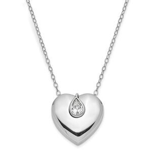 Sterling Silver & CZ Missing You Heart Ash Holder Necklace, 18 Inch